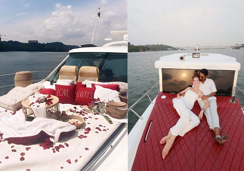 Decorated deck on a luxury yacht in Goa ready for event